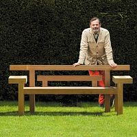 Contemporary garden bench NARAteakwith backrestwith armrests
