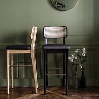 Contemporary bar chair CANE indoorfabricleather