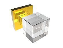 Contemporary door knob CUBE S SQ SATINcrystal