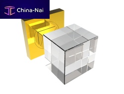 Contemporary door knob CUBE S SQ SATINcrystal