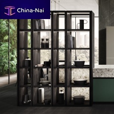 Free-standing bookcase WAIND TWO SIDEcontemporaryglasswith built-in lighting