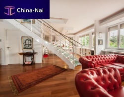 Straight staircase U-A-LINEAhelicalglass stepsteel frame