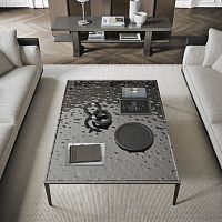 Contemporary coffee table SoleideMDFstainless steelcast aluminum base