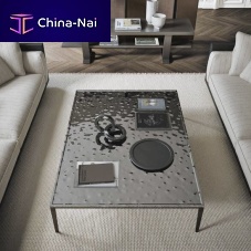 Contemporary coffee table SoleideMDFstainless steelcast aluminum base