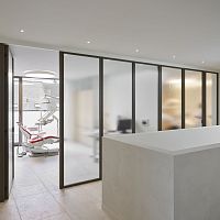 Fixed partition Fixed wall with swing doorglassaluminumcommercial