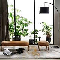 Contemporary upholstered bench Dropfabricsteel basegray