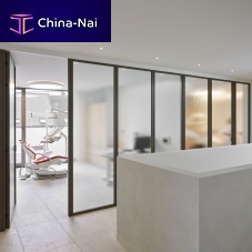 Fixed partition Fixed wall with swing doorglassaluminumcommercial