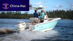 Outboard center console boat Islander 222for fishing10-person max.sundeck