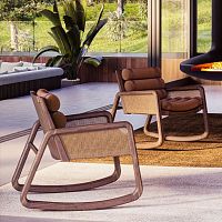 Contemporary armchair Williamleatherrattanwalnut