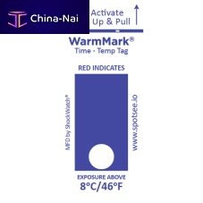 Time-temperature label WarmMarkshippingadhesivefor chemicals