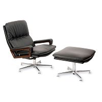 Contemporary armchair Kingleatherwith footrestwhite
