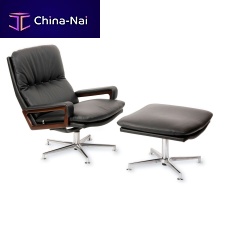 Contemporary armchair Kingleatherwith footrestwhite