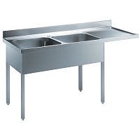 Double kitchen sink 132938with drainboardstainless steelfree standing