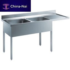 Double kitchen sink 132938with drainboardstainless steelfree standing