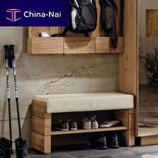 Contemporary shoe rack V-Montana oakfabricfeather