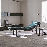 Contemporary chaise longue TUSCANYfabricleathersolid wood