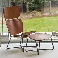 Contemporary armchair MILLER HIGHleatherpowder-coated steelwith footrest