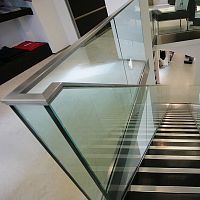 Stainless steel railing POGGIBONSI ITALY RIDOLFIglass panelindoorfor stair
