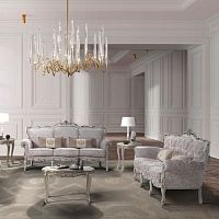 Baroque style sofa Venezianofabricsilver-coloredpainted wood
