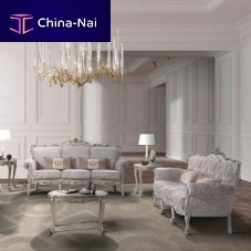 Baroque style sofa Venezianofabricsilver-coloredpainted wood