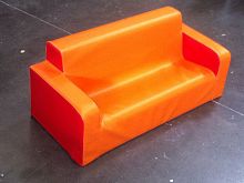 Contemporary sofa F25-2vinylorangewooden