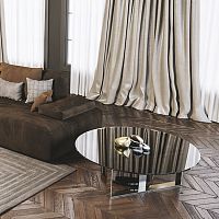 Contemporary coffee table Uglassmetal baseround