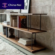 Contemporary shelf SALOwoodenpowder-coated steelblack