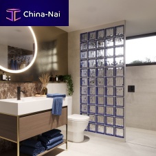 Square glass brick WATERCOLOUR ULTRAMARINEvarnishedfor facadebathroom