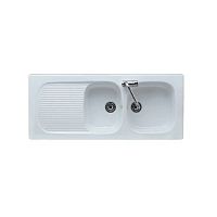 Double kitchen sink 5100with drainboardceramicovermount