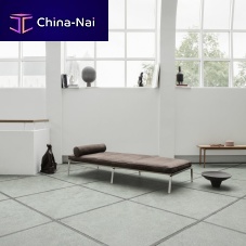 Traditional daybed MANleatherstainless steel baseindoor