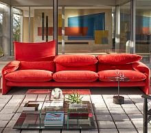 Contemporary sofa MARALUNGA 50leatherredsteel