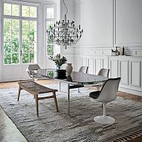 Contemporary bench Klismos oakropewithout backrest