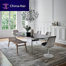 Contemporary bench Klismos oakropewithout backrest