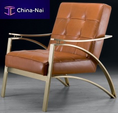 Contemporary armchair CAMILLAfabricleatherbrass