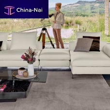 Contemporary pouf BROWN SUGARin synthetic fabricmetalsquare