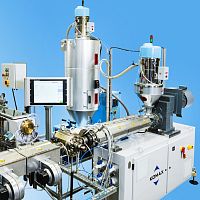 Tube extrusion line for thermoplasticsfor PEEKfor PA6