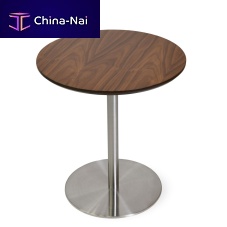 Contemporary pedestal table ARESwalnutMDFmetal