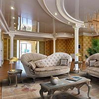 Traditional sofa GISELLE fabricwhitewooden