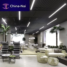 Metal suspended ceiling BAFFLE SYSTEMS woodenpanelstrip