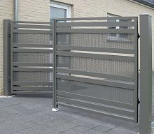 Swing gate MODERN galvanised steellouveredwith bars
