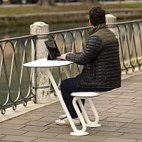 Contemporary table and bench set ZOIDsteelHPLoutdoor