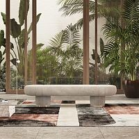 Contemporary upholstered bench SMITHfabricfabric basewhite