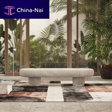 Contemporary upholstered bench SMITHfabricfabric basewhite