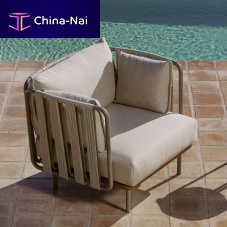 Contemporary club chair TEJAin synthetic fabricaluminumwith removable cushion