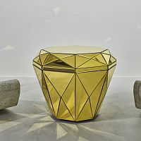 Contemporary pouf Gem Goldglassother shapes