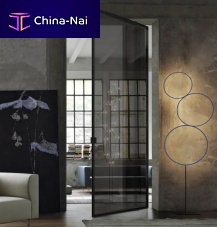 Interior door JUSTaluminumtwo-waypivoting with offset axis