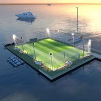 Floating platform for marinasfootball field