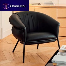 Contemporary armchair GRASSO fabricleatherpainted steel