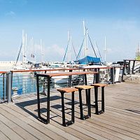 Contemporary high bar table 1670woodenmetal baserectangular