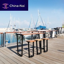 Contemporary high bar table 1670woodenmetal baserectangular
